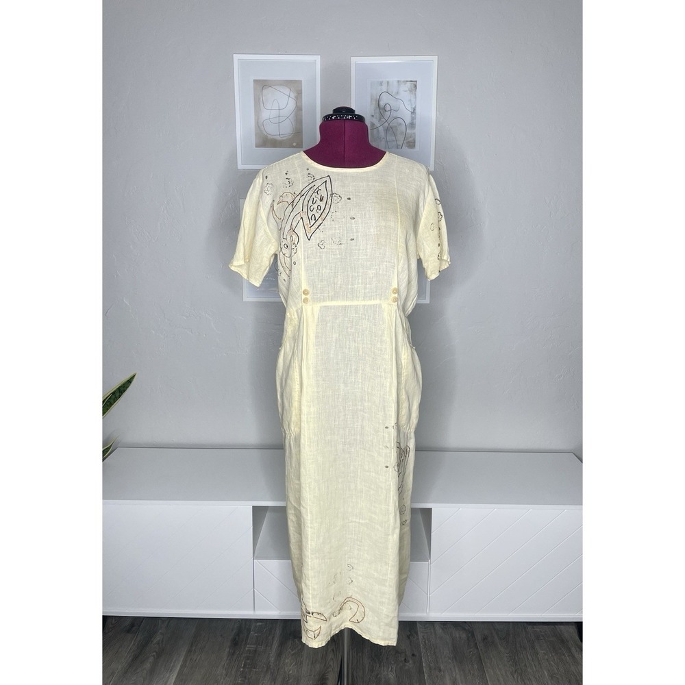 Vintage 90s V C Torias Hand Painted Art To Wear Dress Women's Small Boho Unique
